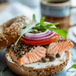 "Everything Bagel" Salmon Breakfast Sandwich