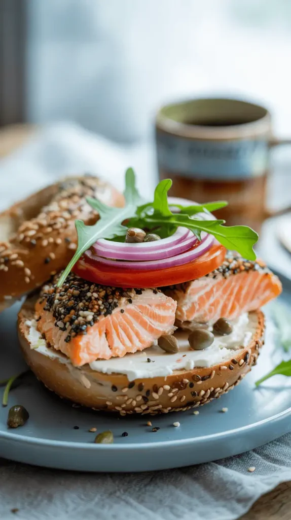 "Everything Bagel" Salmon Breakfast Sandwich