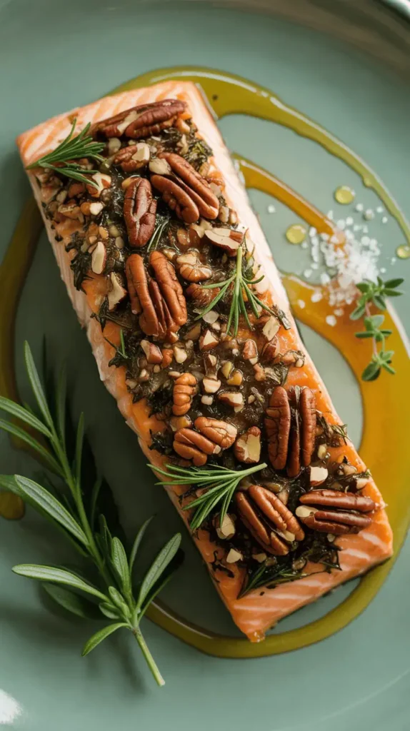 Honey Mustard Pecan Crusted Salmon