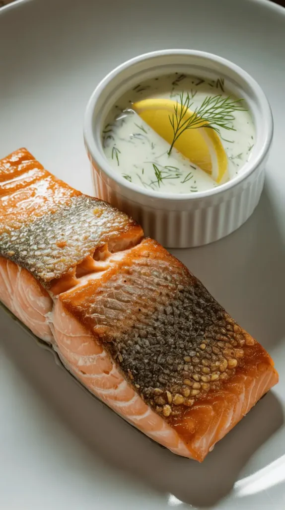 Crispy Skin Salmon with Dill Sauce
