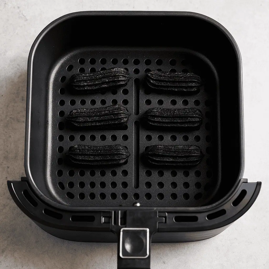 Preheat and Load: Preheat your air fryer to 350°F (175°C). Carefully transfer the piped dough to the air fryer basket.Pro Tip: Lightly spray the basket with oil to prevent sticking.