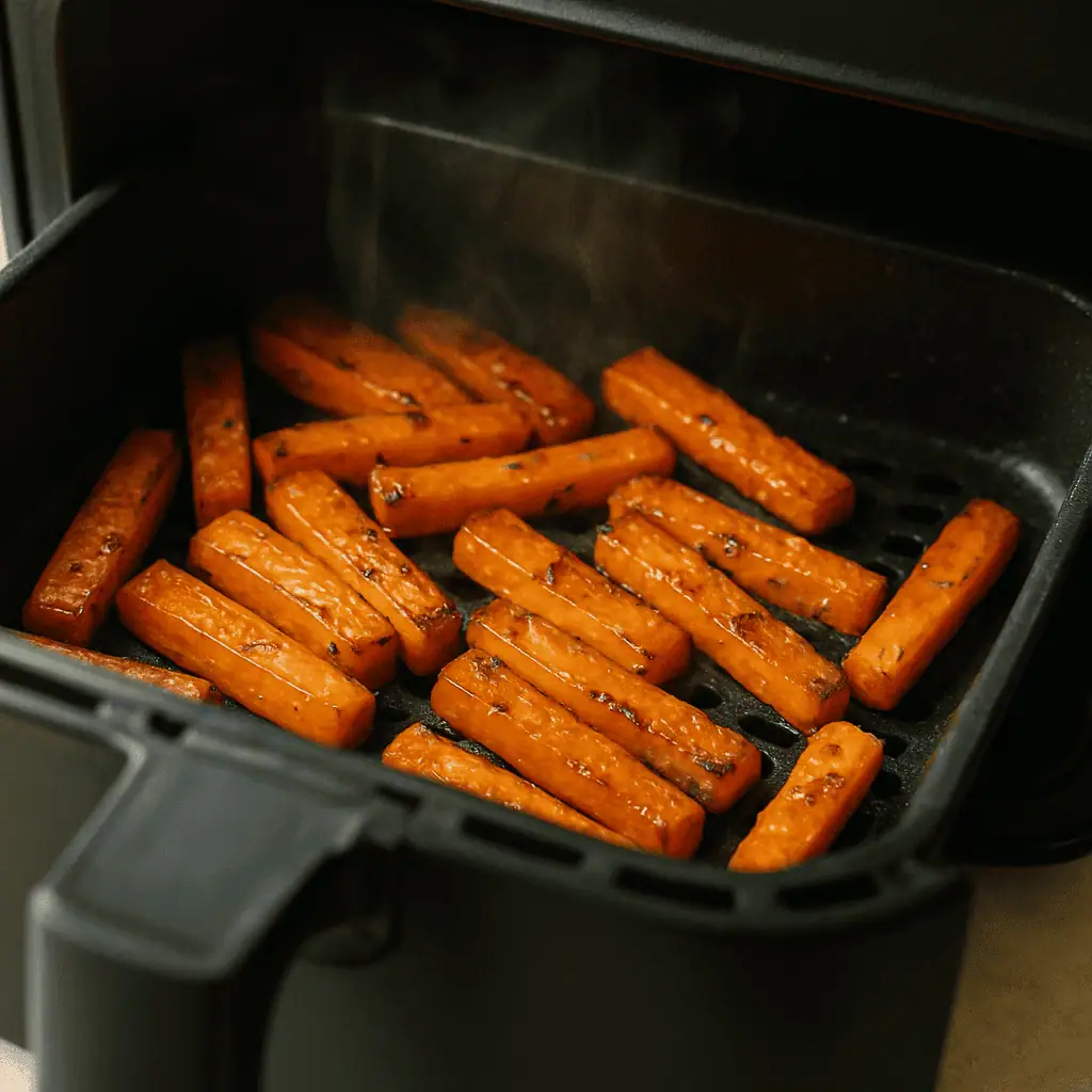 Air fry at 380°F for 15 to 18 minutes. Shake the basket halfway through. You’re looking for browning on the edges and tender insides.