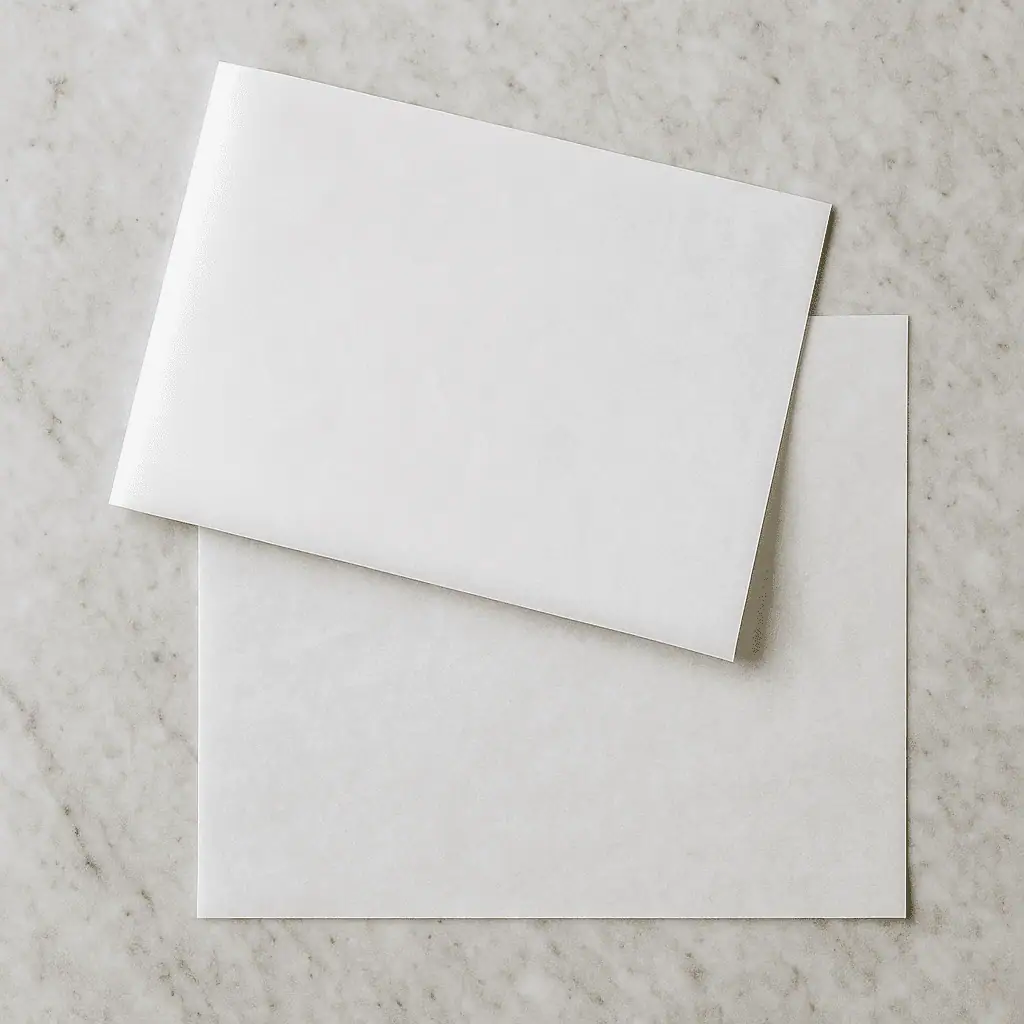 Prep your parchment: Cut two large sheets (about 12x16 inches). Fold in half, then open flat like a book.