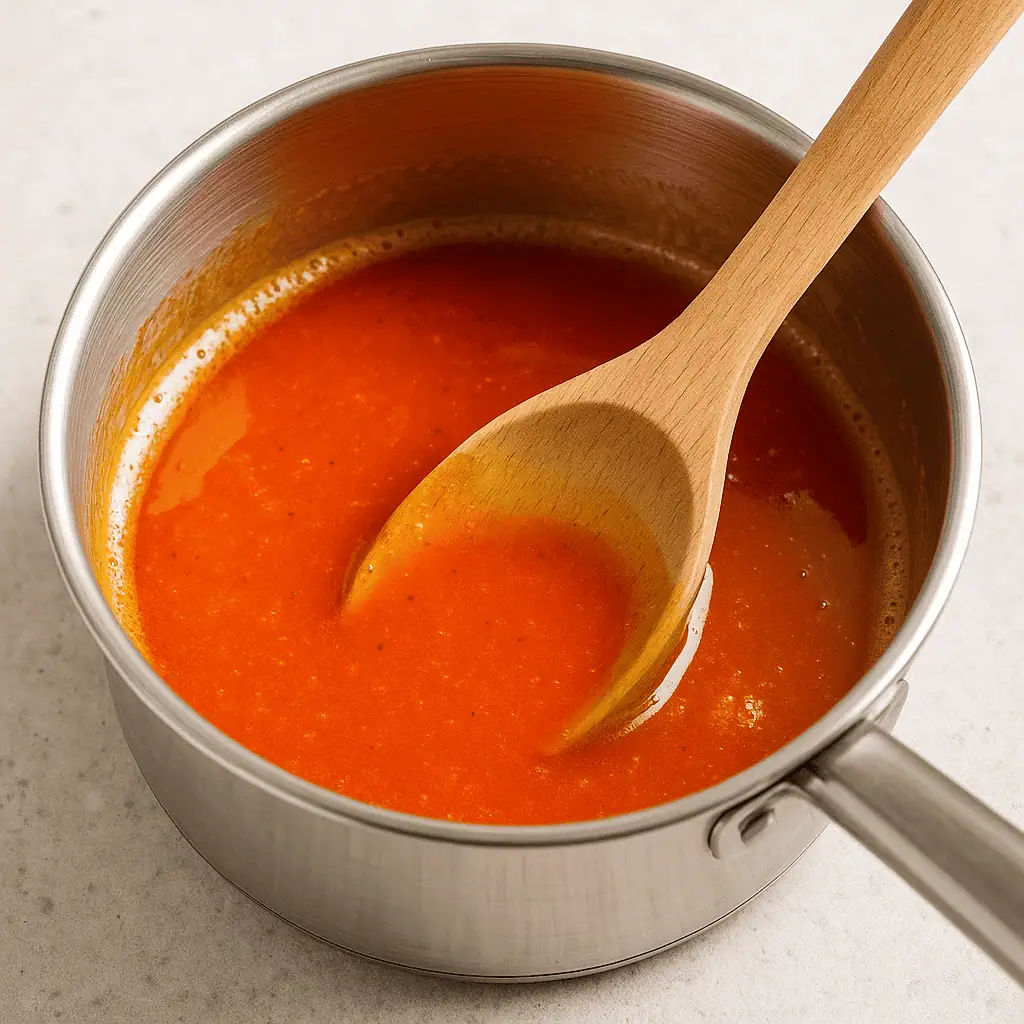Make the sauce: While the wings finish, melt 1/4 cup butter in a small saucepan or microwave. Stir in 1/3 cup buffalo sauce (and a dash of honey or cayenne, if desired).