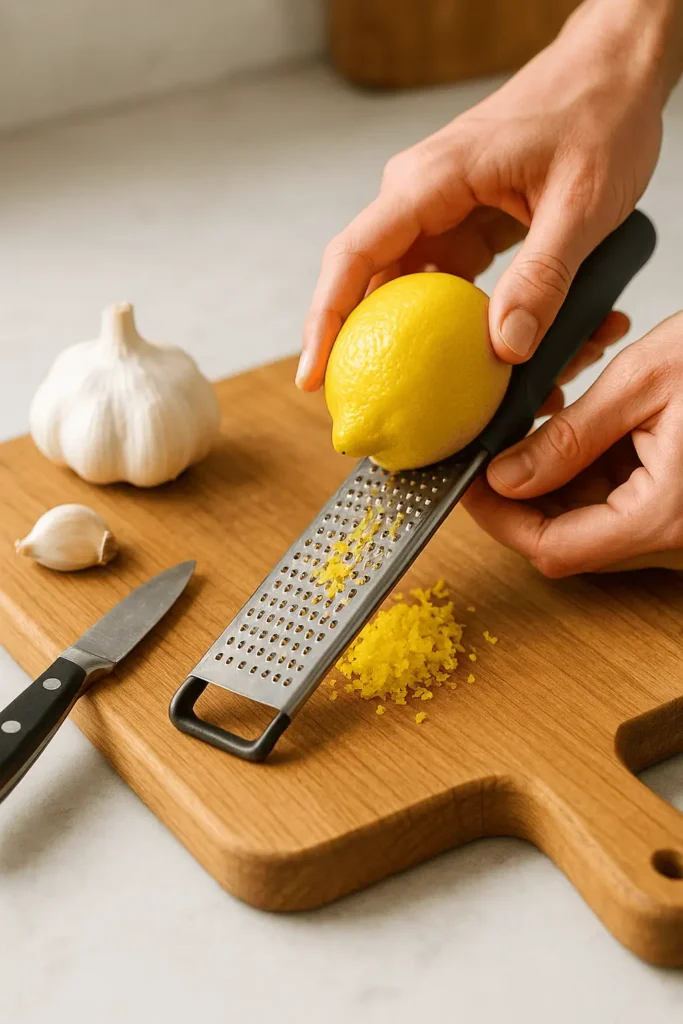 3. Make the herb butter mixture. In a bowl, combine the softened butter, olive oil, garlic, herbs de Provence, lemon zest, salt, and pepper. Rub it all over the chicken, working under the skin if possible.