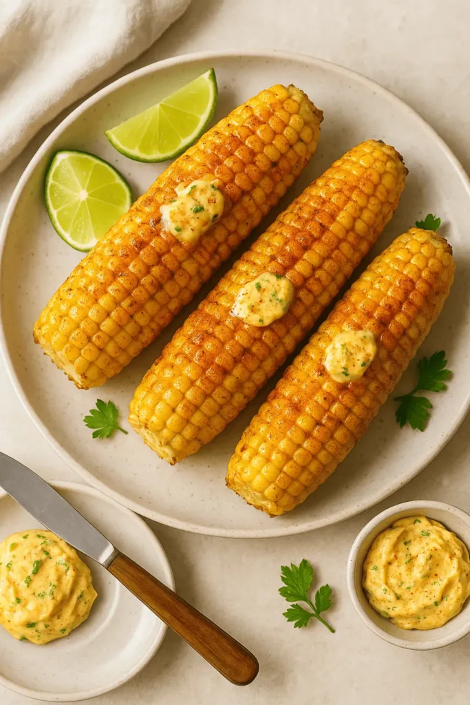 Serve: Slather the hot corn with the compound butter and enjoy immediately!