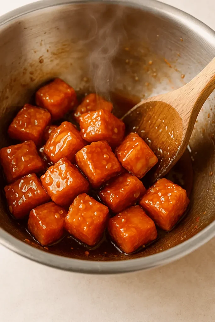 Immediately toss the hot salmon in the remaining sauce for that glossy, caramelized finish.