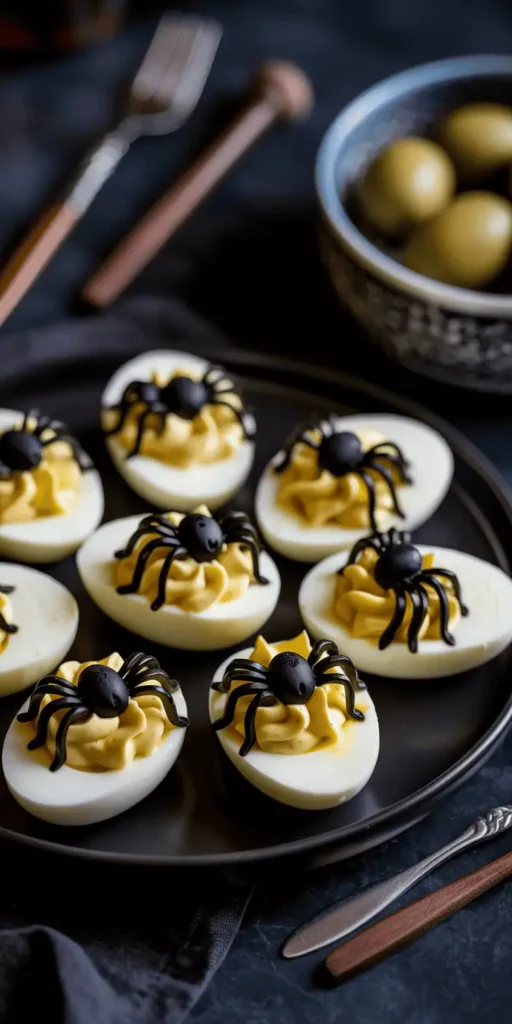 Spider Deviled Eggs