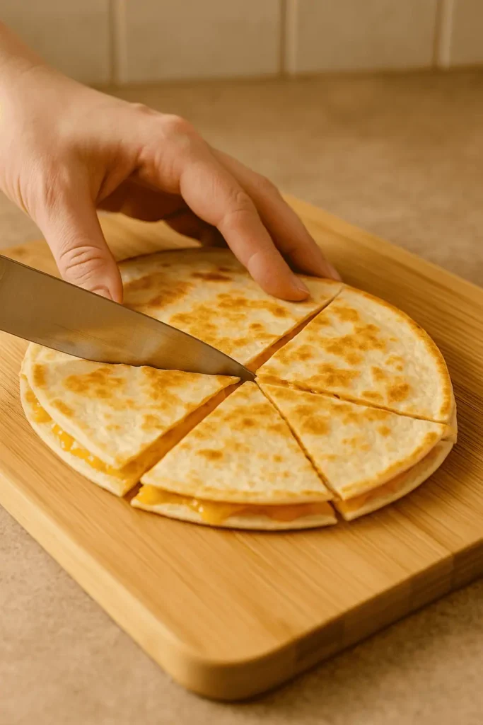 Lay one tortilla on a clean surface, sprinkle about 1/2 cup of shredded cheese evenly, then top with a second tortilla.
