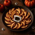 Let chips cool for 5–10 minutes — they crisp up even more as they cool. Serve as is, or arrange in a bowl with a little plastic vampire fang prop for a spooky touch.