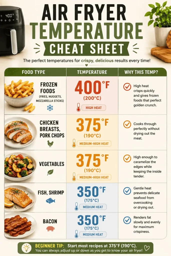 Air Fryer Temperature Cheat Sheet